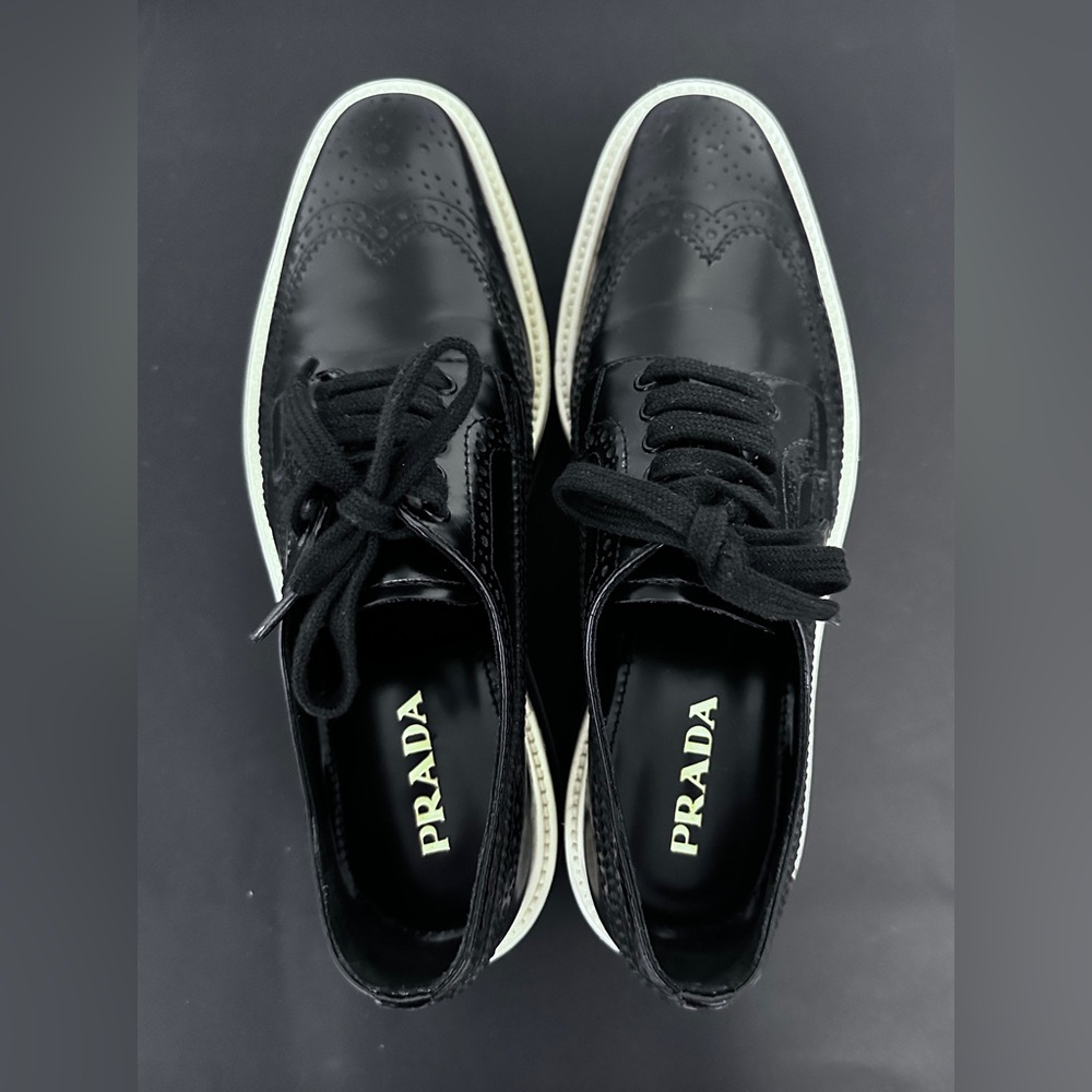 Prada Leather Wingtip Platform Brogues
